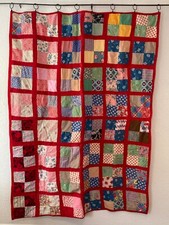 Vintage Farmhouse Handmade Feedsack Patchwork Quilt
