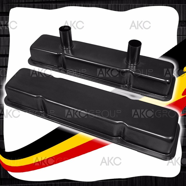 BLACK STEEL TRACK RACING VALVE COVERS FOR 5886 CHEVY SB 283 305 327
