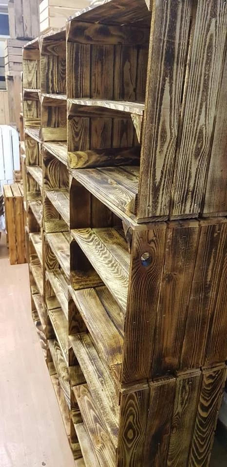 10 x BURNTWOOD WOODEN SHOE RACK HANDMADE VINTAGE COTTAGE STORAGE APPLE CRATE - Image 2 of 4