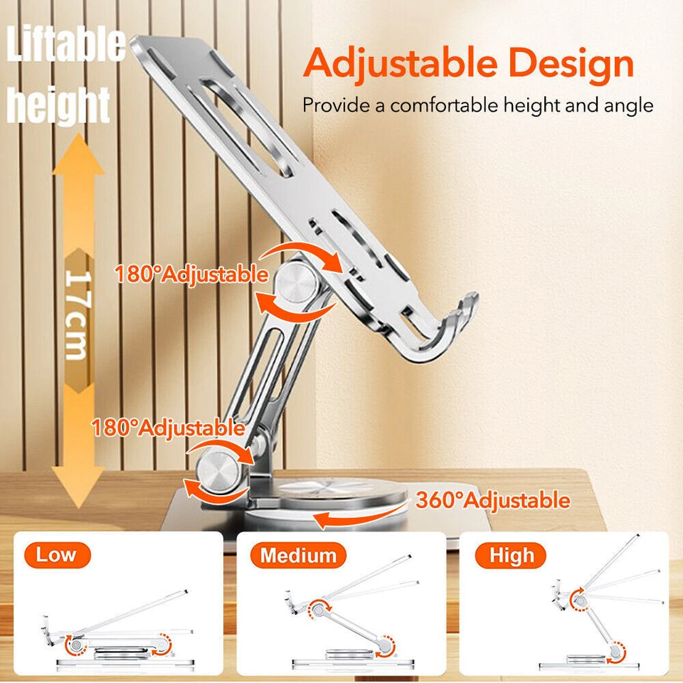 Metal 360° Adjustable Tablet Phone Stand Desk Mount Holder For iPad Pro iPhone - Image 4 of 4