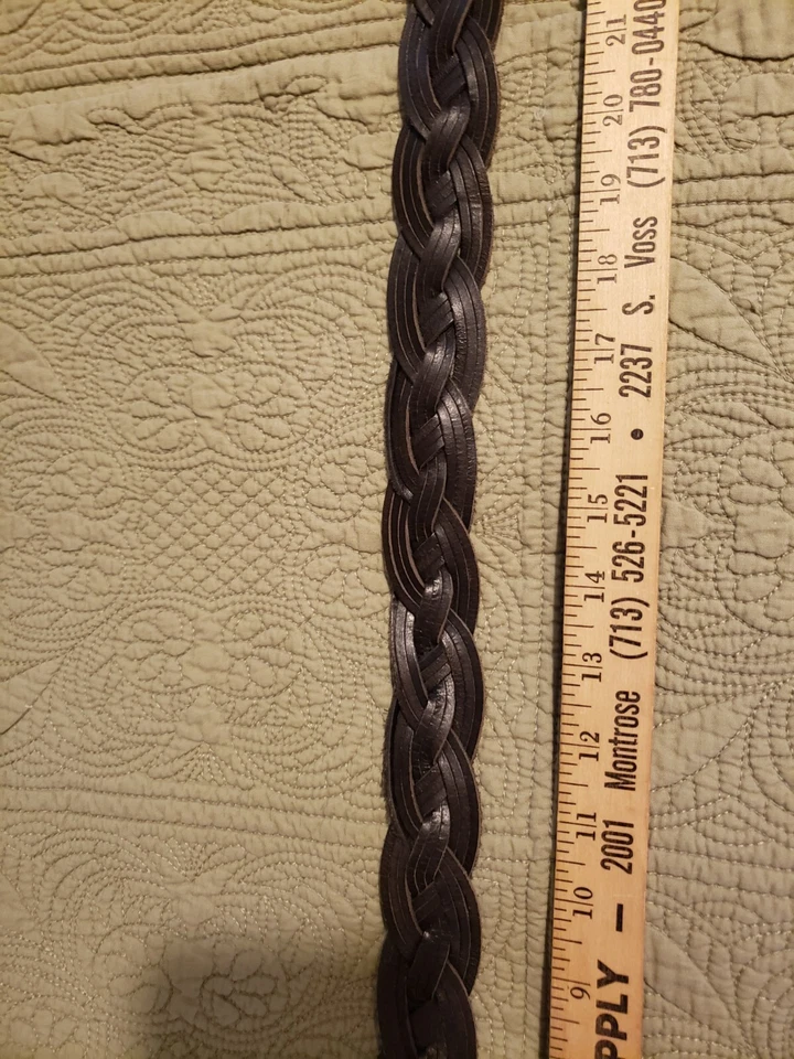 复古 Calvin Klein 牛仔编织黑色皮革腰带银色扣 S 码 — 第 2/4 张图片