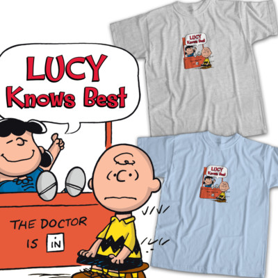 Peanuts Charlie Brown Lucy the Doctor is In Mens Womens Kids Unisex Tee T-S...