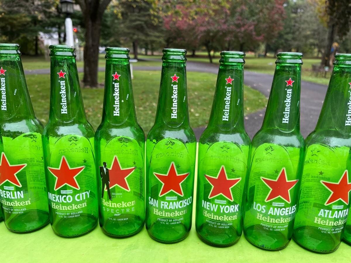 I..W.HARPERパブミラー Heinekenポスター 3点セット Heineken Half Pint Glass With Gold Rim Green Hops Design and