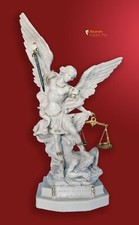 Statua di San Michele Arcangelo, effetto Capodimonte, 32cm, made in Italy