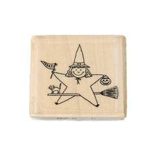 HALLOWEEN STAR WITCH Stamp Design Wood Mounted Rubber Stamp Gently Used