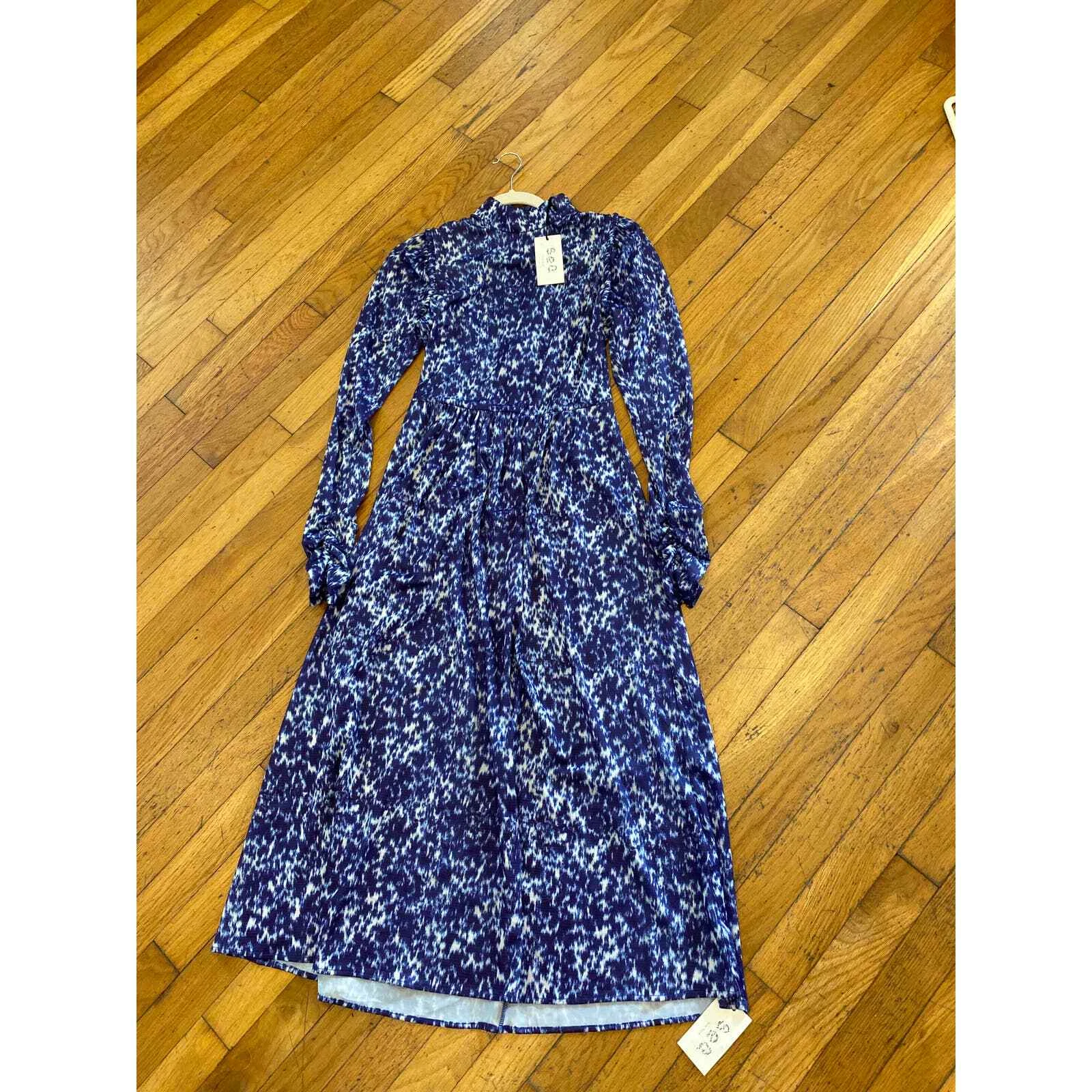 Abito nuovo con etichette Sea New York Celine Midi manica puff finto collo taglia XXS $345