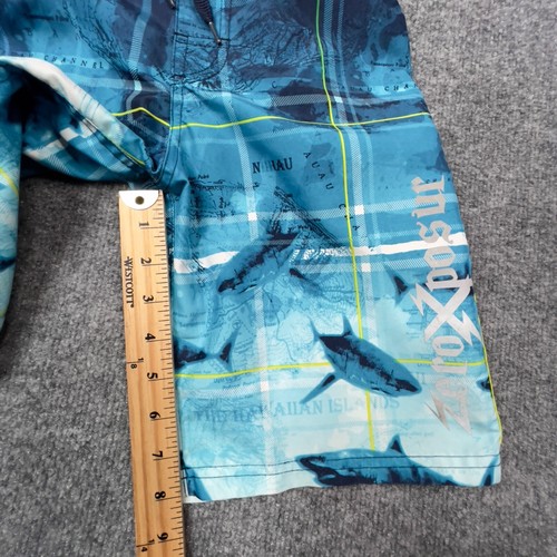 Zero Exposure Swim Trunks Boys Youth Large 7 Board Shorts Blue Mesh Lining Shark - Picture 3 of 11