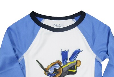 Polo Ralph Lauren Boys White/Blue Snorkel Polo Bear Stretch Rash