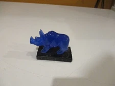 Feng Shui Blue Rhino Figurine Bright Acrylic Resin 2"