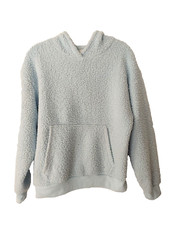American Eagle Sherpa Pullover Hoodie Kangaroo Pocket Blue Size S 15931
