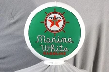 TEXACO MARINE WHITE GASOLINE GAS PUMP GLOBE