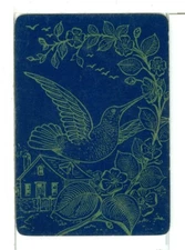 Single Playing Card Vintage Antique Lacquer "Hummingbird" HU-1-1 F, Blue/Grn