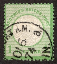 GERMANY SC #21, 1872, 1kr Large Shield, '74 date CDS scv $32.50  *Bay Stamps*