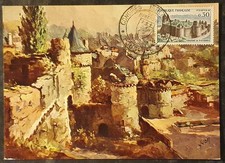1961 CARTE MAXIMUM CARD FDC 1er JOUR CHATEAU DE FOUGÈRES DE GANDON 35 BRETAGNE