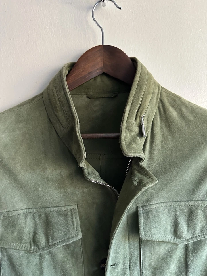 Eleventy Olive Suede Military Jacket EU52 - Image 2 of 4