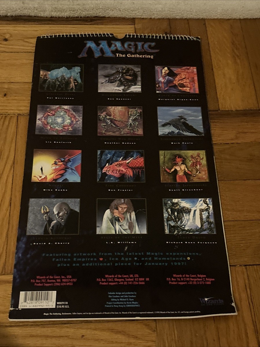 Magic The Gathering 1996 Calendar Vintage VTG Wizards Of The Coast