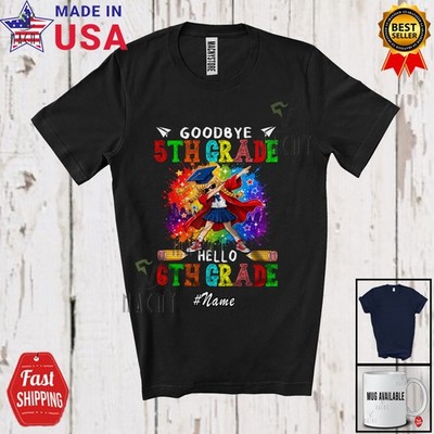 Custom Name Hello 6th Grade; Colorful Graduation Dabbing Girl Students T-Shirt
