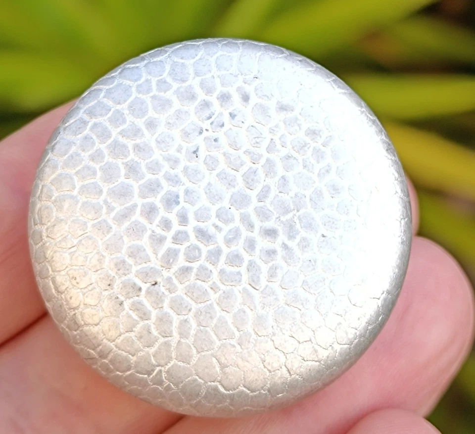 Boite alu ronde blason art deco poudrier compact metal vintage collectible - Photo 2/4