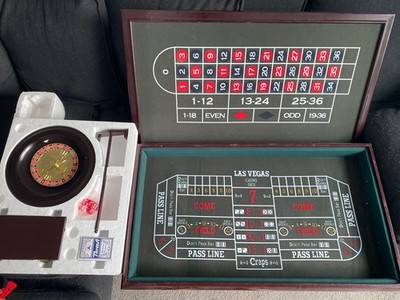 Monte Carlo Casino 3 in 1 Haus Spiel Holz Filz Craps Blackjack Roulette Tisch