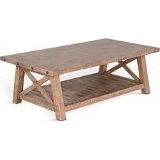 Sunny Designs Vivian 52" Farmhouse Mahogany Wood Coffee Table in Light Brown