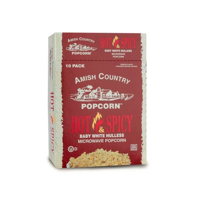 Amish Country Popcorn 10PK Microwave Hot And Spicy Baby White Hulless