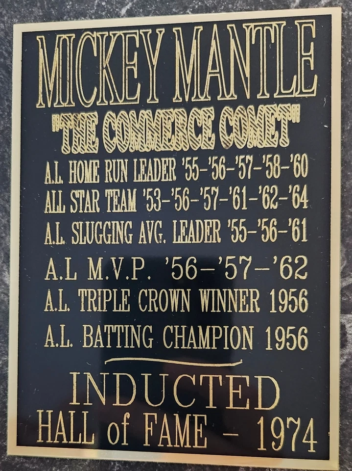 Yankees Mickey Mantle "Inducido al Salón de la Fama 1974" Placa 15 x 12" Foto enmarcada Foto 4 de 4