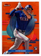 2025 Topps Finest Orange Refractor Dustin Harris RC 20/20 Texas Rangers #127