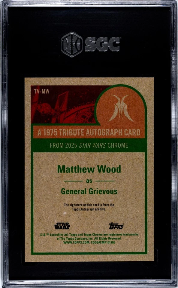2025 Topps Chrome Star Wars General Grievous 1975 Tribute Insert /75 Auto SGC 10 - Image 2 of 2