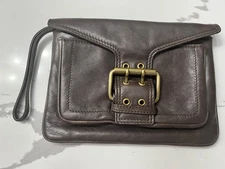 Marc Jacobs brown leather wristlet clutch
