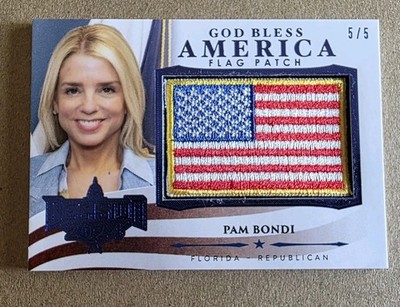 Decision 2024 Update Pam Bondi #U9 Blue Foil GOD BLESS AMERICA FLAG # 5/5