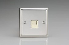 Telephone Socket Silver Extension Classic Mirror Chrome + White Insert Varilight