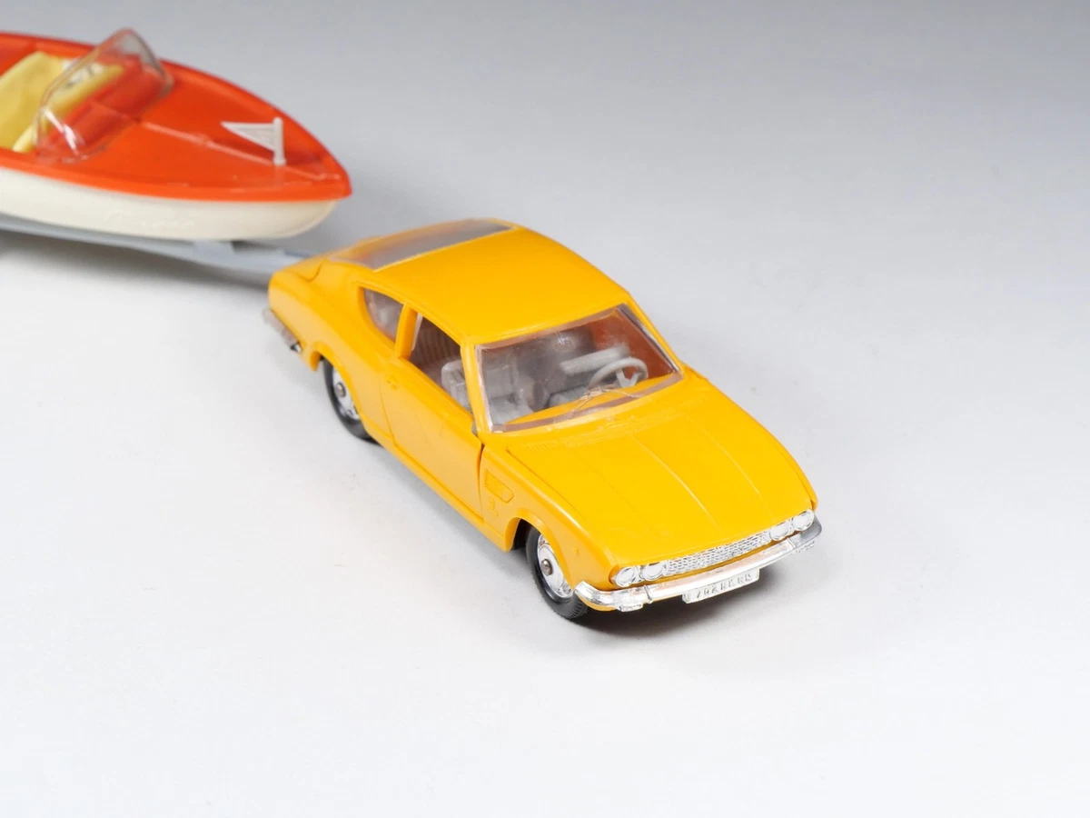 NOREV - 92 - Fiat Dino avec Remorque et Bateau Dinghy Rocca - Jaune et Orange