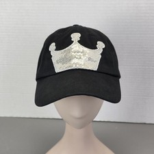 Disney Parks Princess Crown Black Sequin Baseball Cap Hat Adult Adjustable