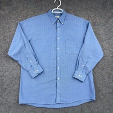 Van Heusen Button Down Shirt Mens Large 16-16.5 32/33 Blue Stripe Long Sleeve