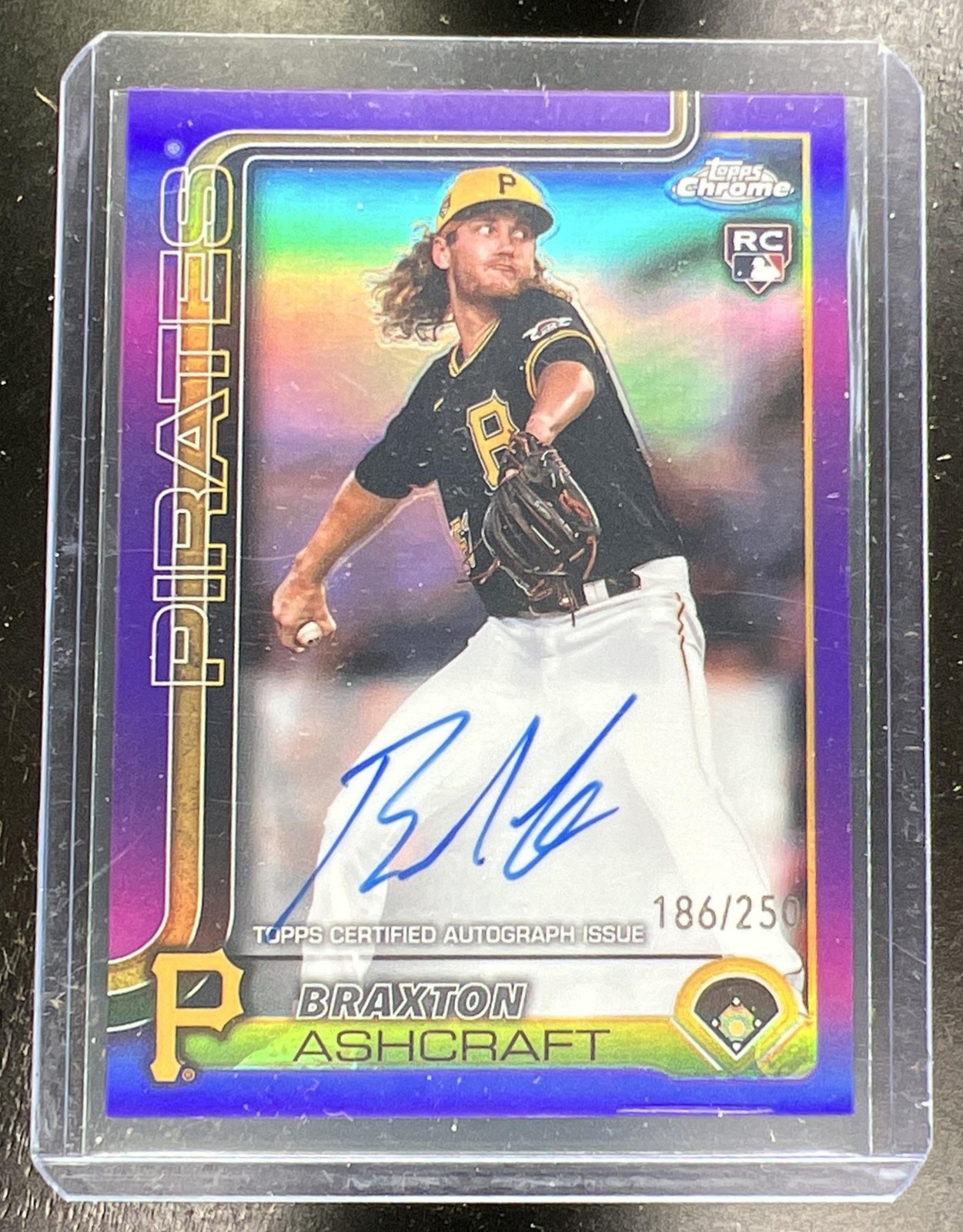 2025 Topps Chrome Update Braxton Ashcraft #RA-BA Auto Purple Refractor /250 RC