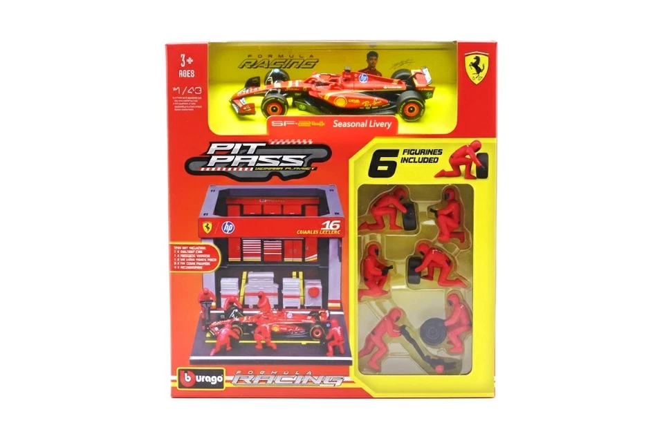 Set Pit Stop F1 - Ferrari Charles Leclerc SF-24 Scala 1:43 Burago - Immagine 4 di 4