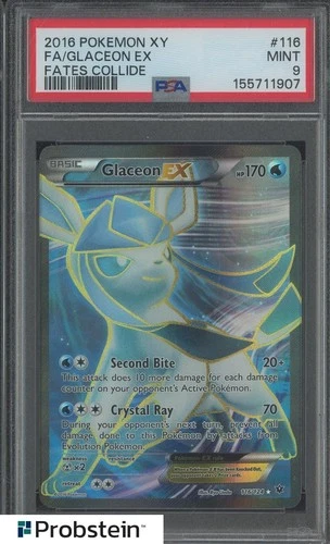 2016 Pokemon XY Fates Collide #116 FA Glaceon EX PSA 9 MINT