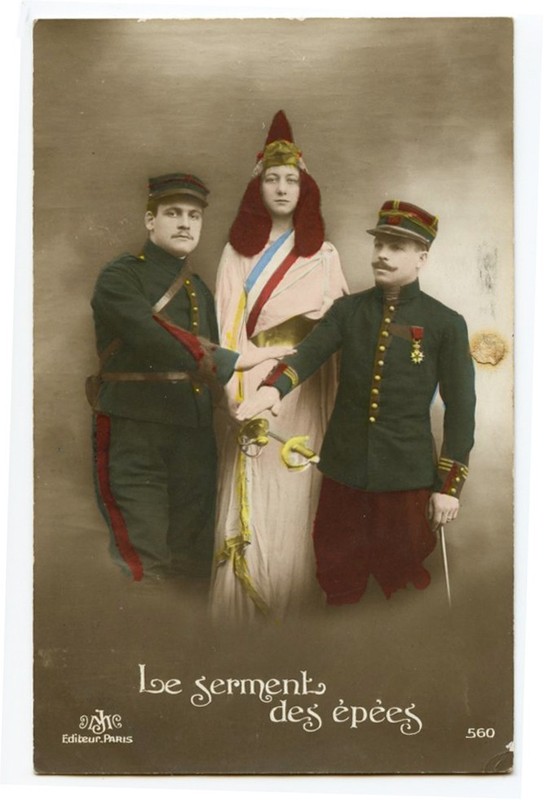 WWI ww1 First World War One First MISS LIBERTY w/ French Soldiers photo postcard