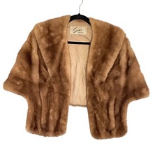 Evans Chicago Vintage Real Fur Stole Wrap Cape Honey Brown Autumn Haze Shawl