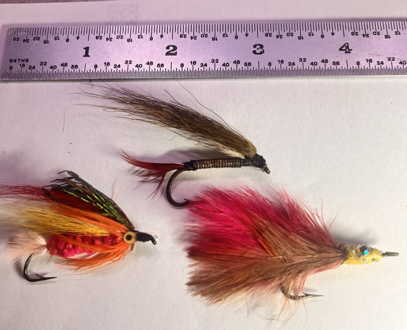 3 Vintage Rare Fly Rod Lures Hand Tied Glass Eyes, Peacock Feathers, Copper wrap