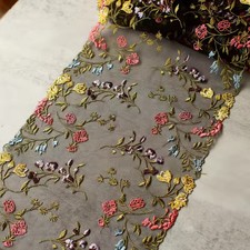 Sheer Lace Embroidered Trim Edging Ribbon Mesh Fabric Floral DIY Sewing Dress