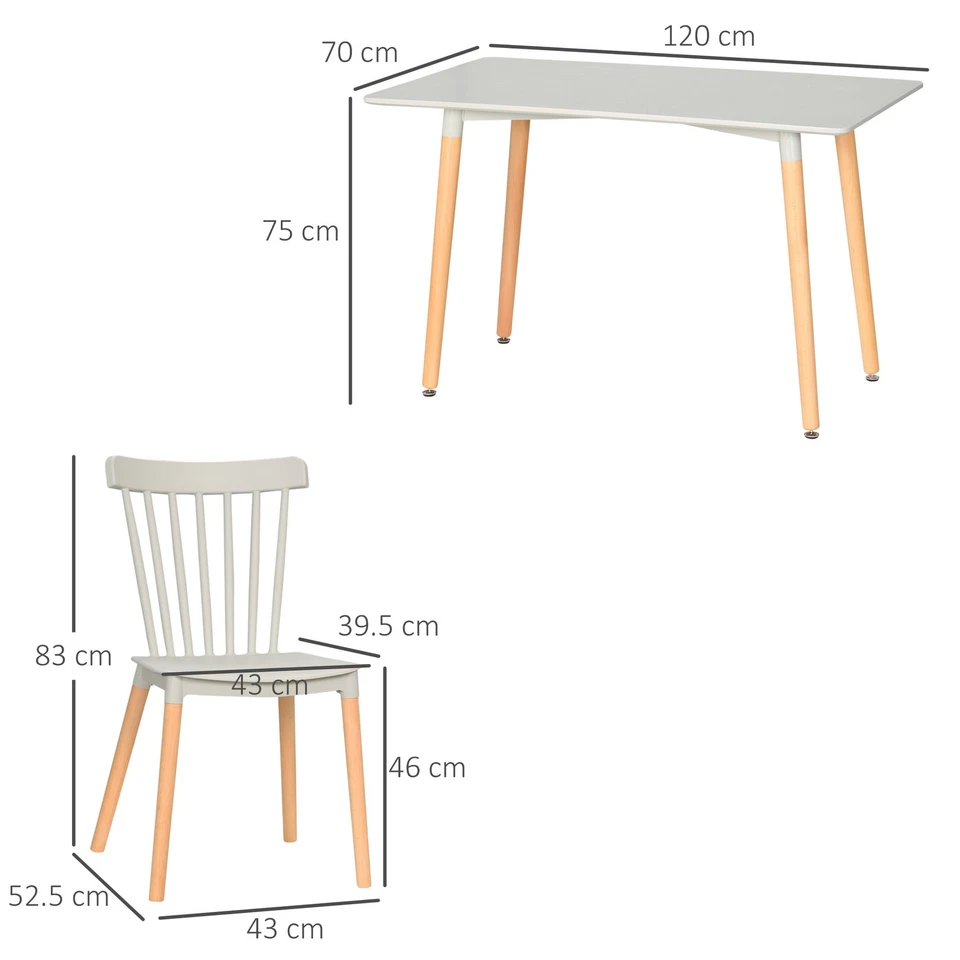5 Piece Table and Chair Set Space Saving Dining Furniture with Wood Leg Design - Image 4 of 4