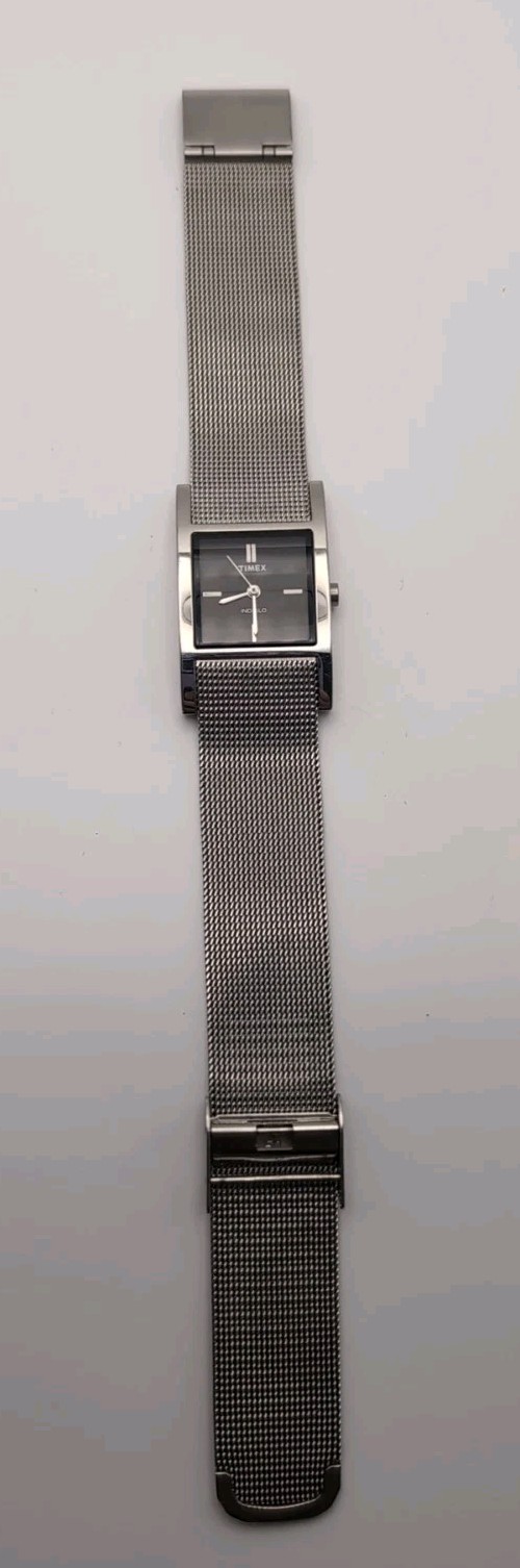 Timex Analog Watch Rectangular Black Face Silver … - image 1
