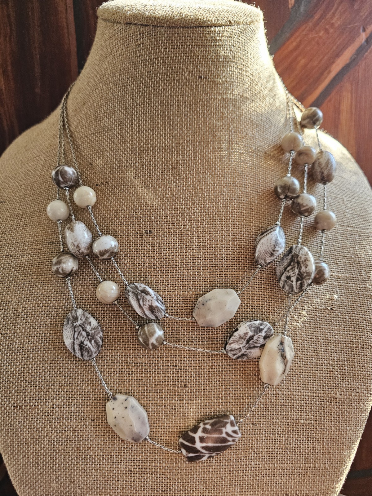 Silvertone Chico's Signed Beaded Multi Strand Gra… - image 5