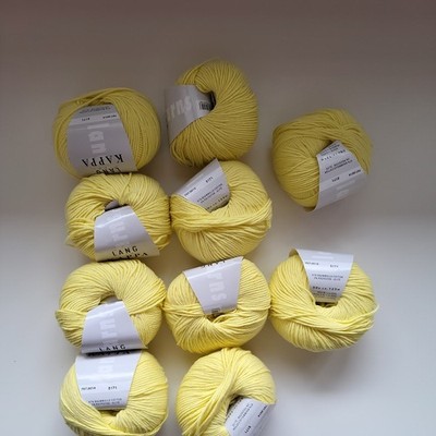 Wollpaket 10 X 50g Lang Yarns Kappa Gelb 97% Baumwolle 3% Polyester 