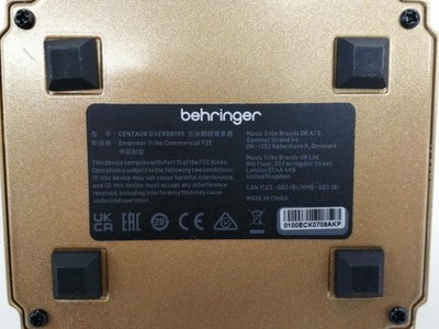 Behringer Centaur Overdrive Pedal Klon Clone Boost Transparent