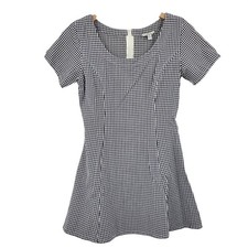 Vintage 90s Guess Gingham Mini Dress Womens 5 Blue White Fit Flare Rockabilly