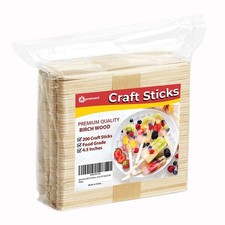 200 Pcs - 4.5 inch Natural Wooden Food Grade Craft Sticks - Ice Cream Stick -...