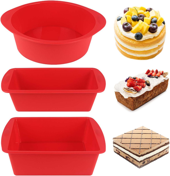 3 StüCk Silikon Kuchenform, Silikon-Backform Set, Kuchenform HitzebestäNdig Back-image