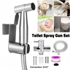 Toilet Shattaf Adapter Hose Bidet Spray Stainless-Steel Handheld Shower Head US